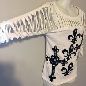 Dereon White Top with black ornaments